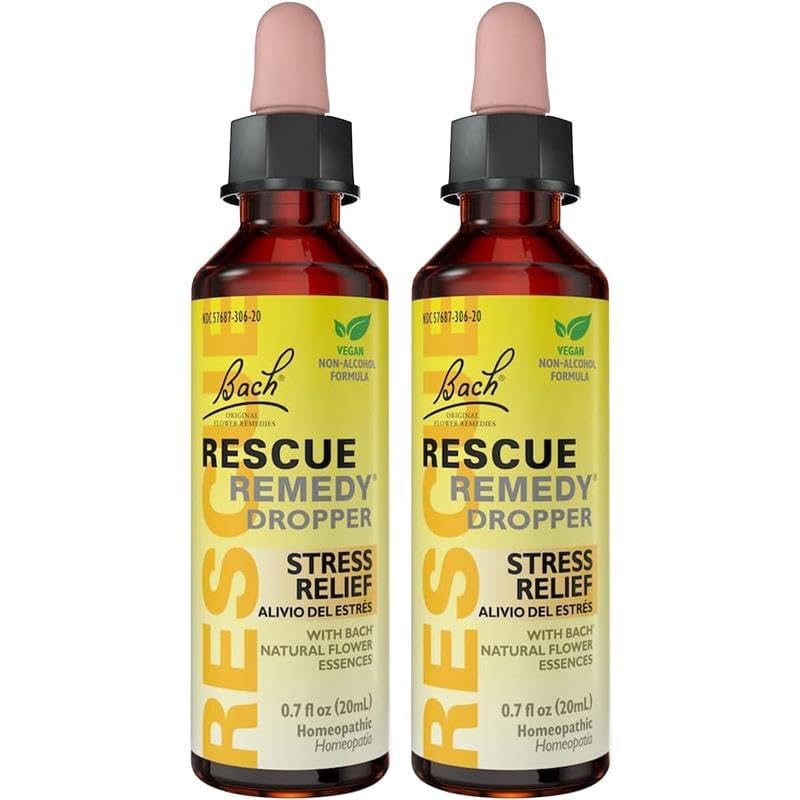 Bach Rescue Remedy Dropper 20mL – Pack of 2 | Non-Alcohol Formula, Natural Stress Relief