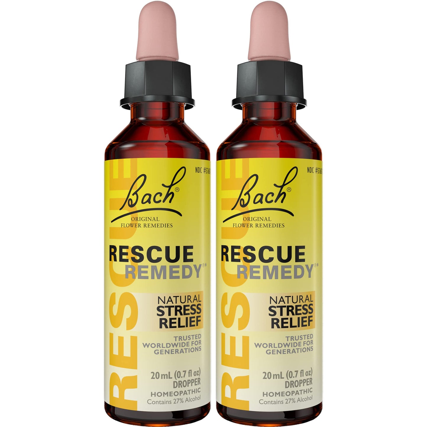 Bach RESCUE Remedy Dropper - Natural Stress Relief (2 Pack, 20 mL Each) | Vegan