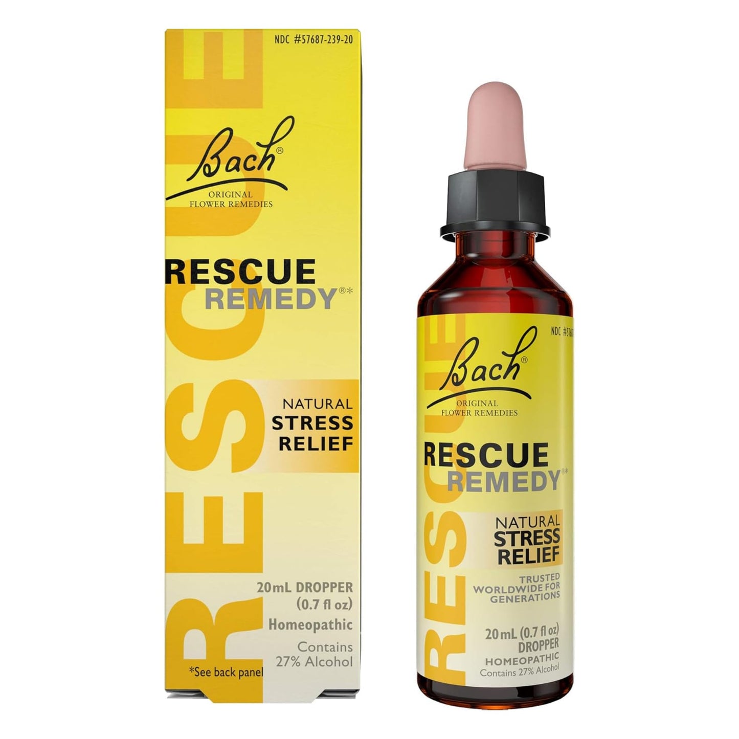 Bach Rescue Remedy Dropper 20mL – Natural Stress Relief, Homeopathic, Vegan, Gluten-Free & Non-Habit Forming