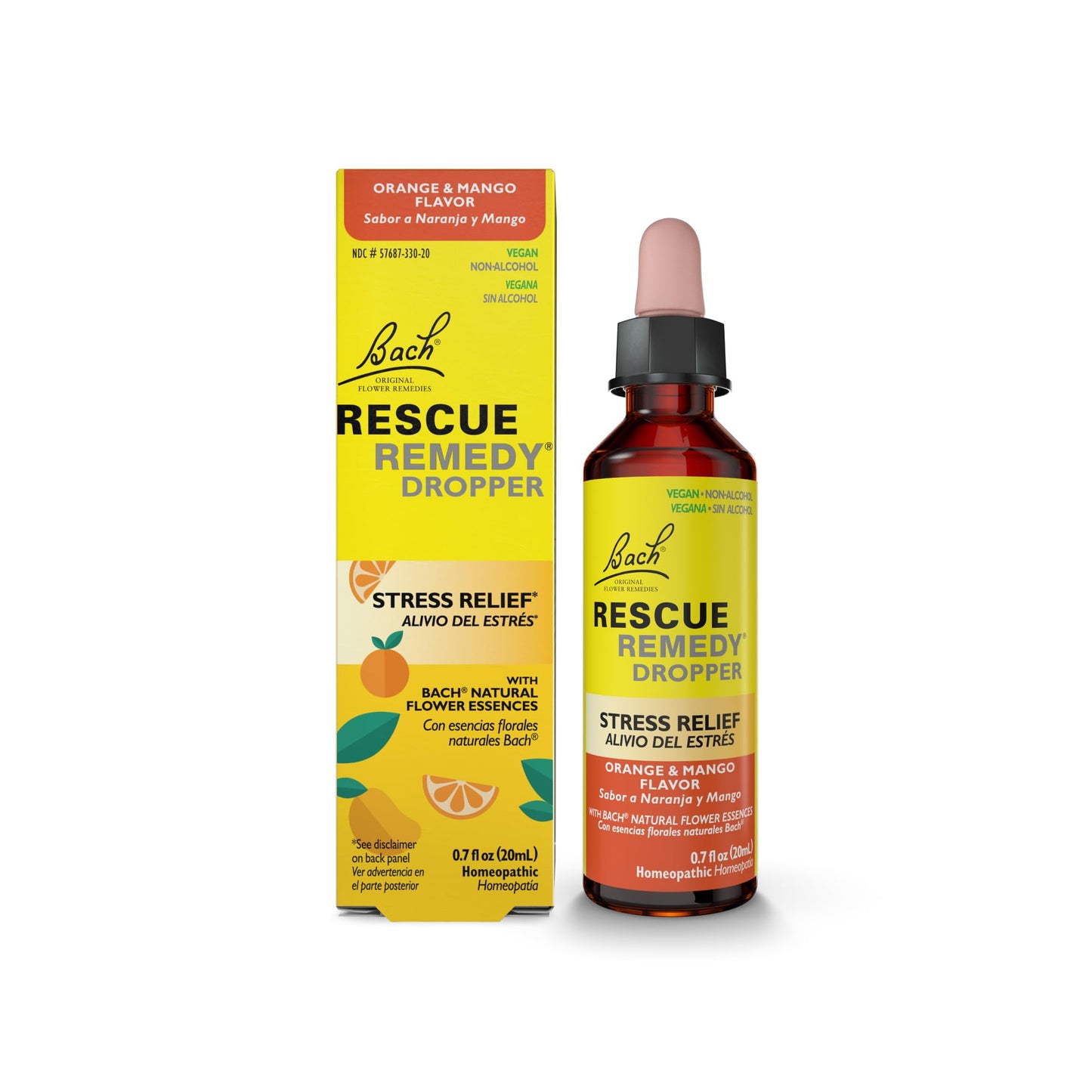 Bach Rescue Remedy Orange Mango 20ml – Homeopathic Stress Relief, 5-Flower Essences