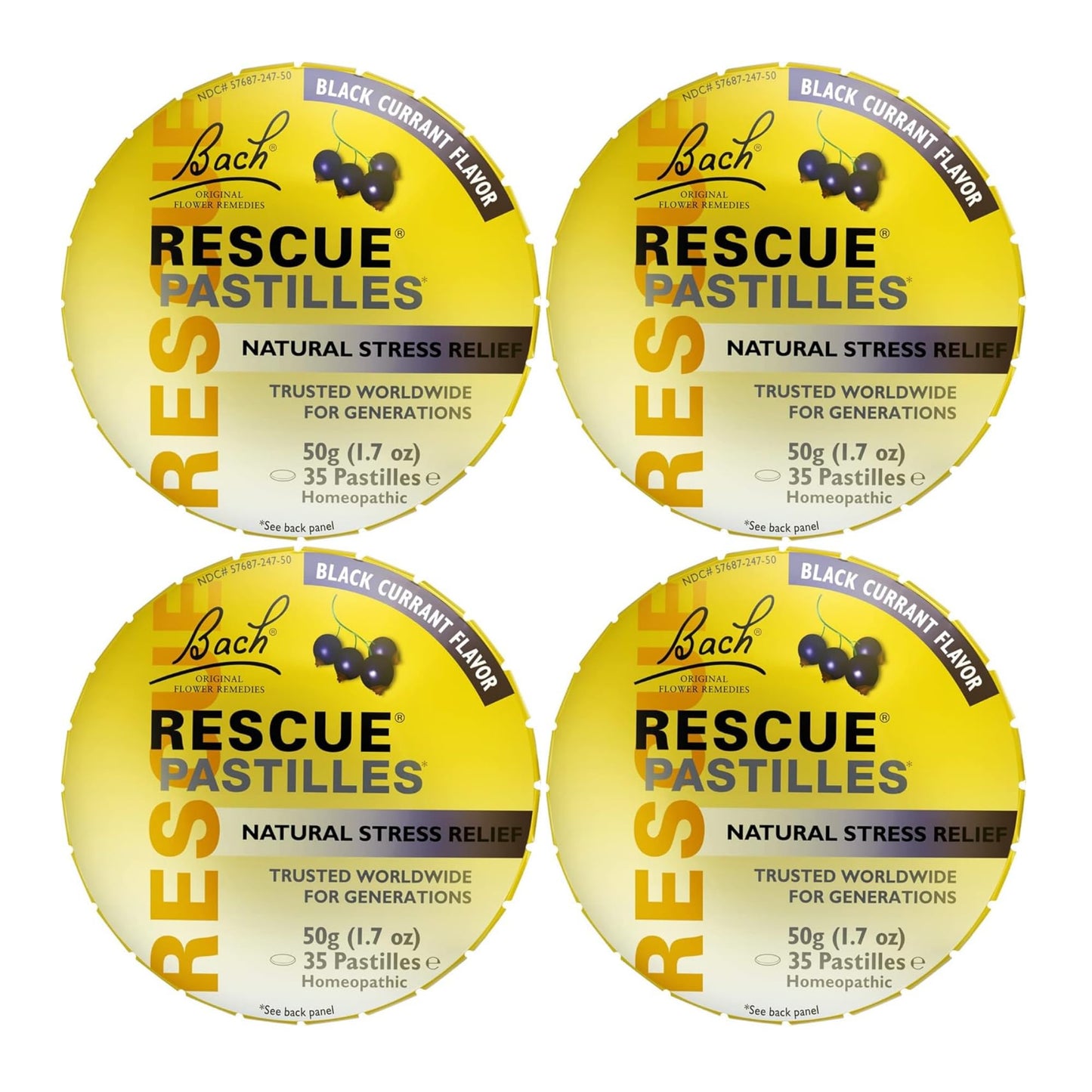 Bach Rescue Remedy Pastilles - Black Currant, 1.7 oz (50 g), 4 Count | Homeopathic