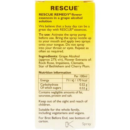 Bach Rescue Remedy Rescue Spray 20 ml - Organic, Non-Aerosol Pump