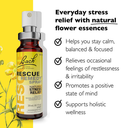 Bach RESCUE REMEDY Spray 20mL – Natural Stress Relief (Vegan, Gluten-Free)