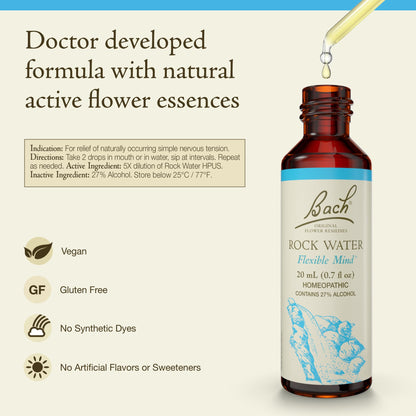 Bach Rock Water Flower Remedy – Flexible Mind, 20mL Dropper
