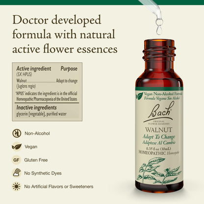 Bach Original Flower Remedies Walnut (Non-Alcohol Formula) - Adapt to Change - 10mL Dropper