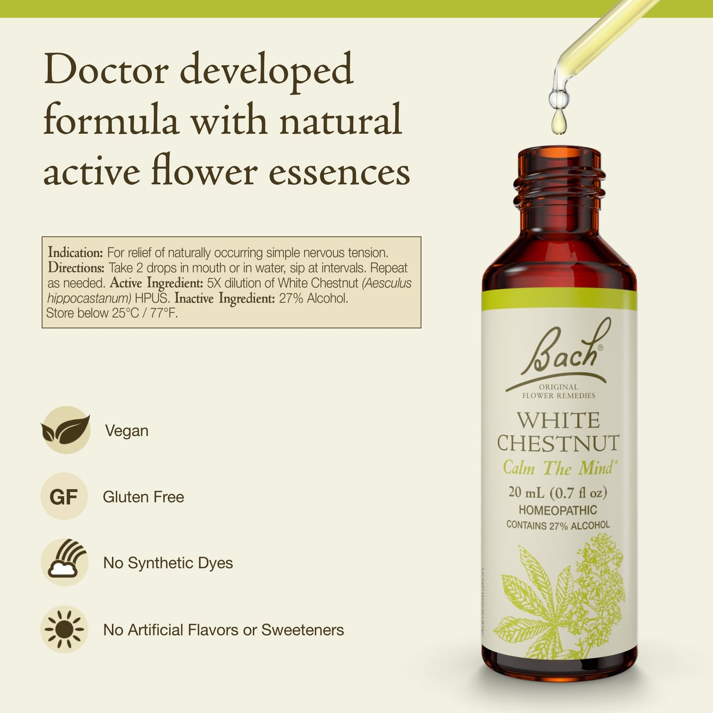 Bach White Chestnut Original Flower Remedies – Calm The Mind (20mL)