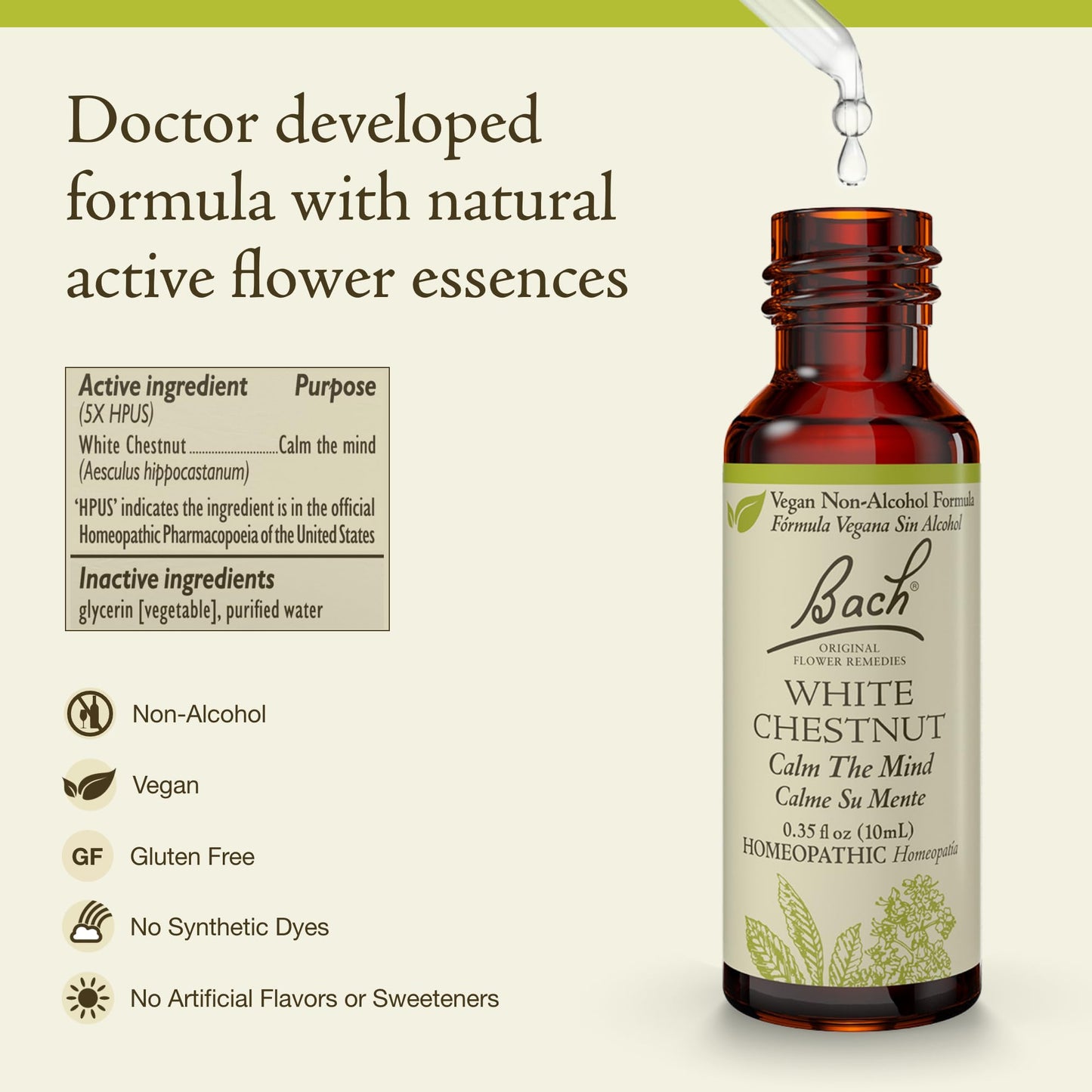 Bach White Chestnut (Non-Alcohol) – Calm The Mind | 10mL Dropper