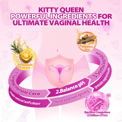 Kitty Queen Slippery Kitty Probiotic Gummies – 2B CFU Bacillus coagulans, pH Balance & Vaginal Flora
