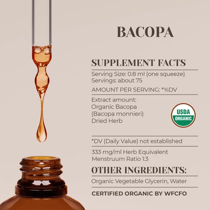Bacopa USDA Organic – Alcohol-Free Tincture for Cognitive Support