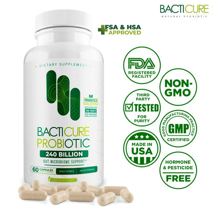 Bacticure Probiotic 180 Capsules | High-CFU Probiotics for Digestive Health, Vaginal Wellness & Immune Support