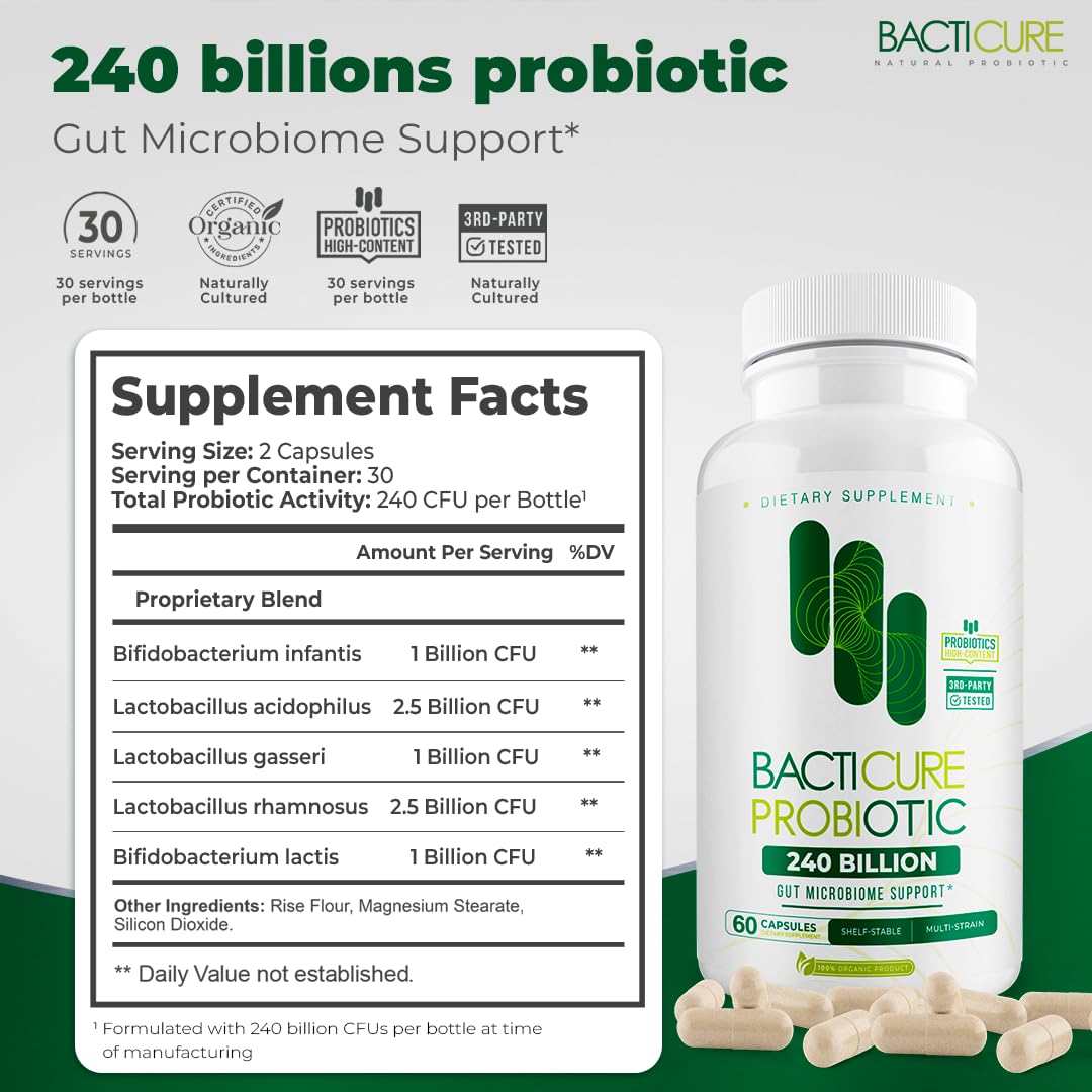 Bacticure Probiotic 180 Capsules | High-CFU Probiotics for Digestive Health, Vaginal Wellness & Immune Support