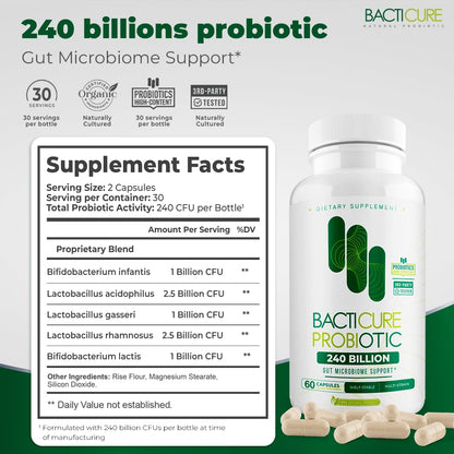 Bacticure Probiotic 180 Capsules | High-CFU Probiotics for Digestive Health, Vaginal Wellness & Immune Support