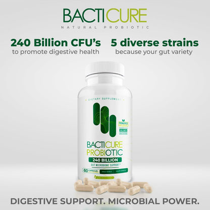 Bacticure Probiotic 180 Capsules | High-CFU Probiotics for Digestive Health, Vaginal Wellness & Immune Support