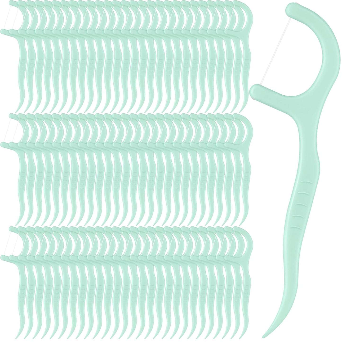 Baderke 200 Count Floss Picks Bulk – Non-Breakable Dental Floss Sticks (Light Green)