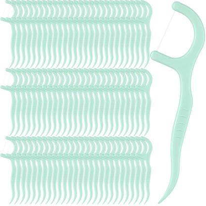 Baderke 200 Count Floss Picks Bulk – Non-Breakable Dental Floss Sticks (Light Green)