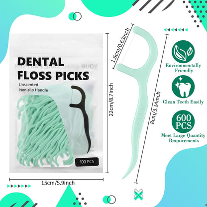 Baderke 200 Count Floss Picks Bulk – Non-Breakable Dental Floss Sticks (Light Green)