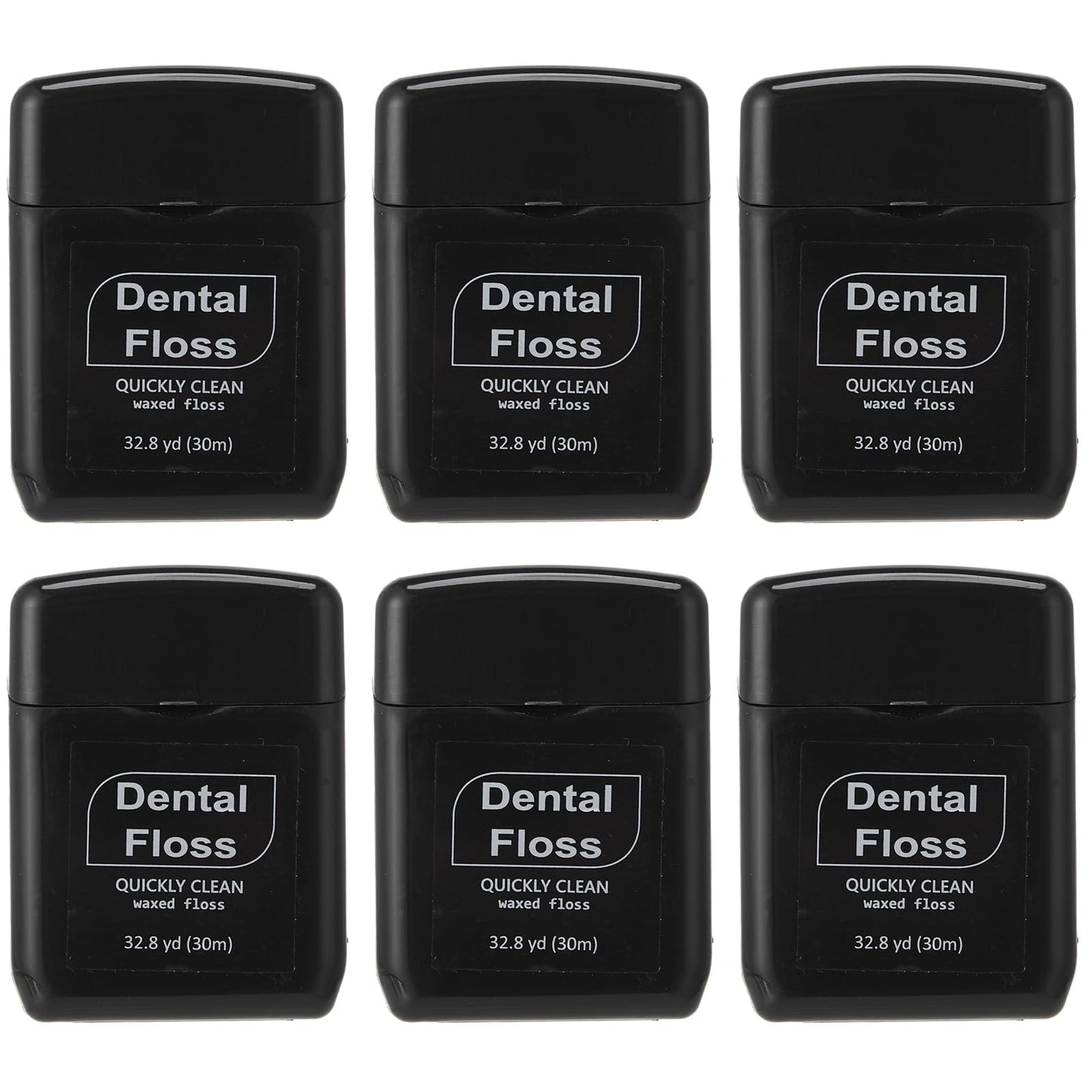 Baderke 6 Pack Waxed Dental Floss – 30m Each, Travel Size, Black