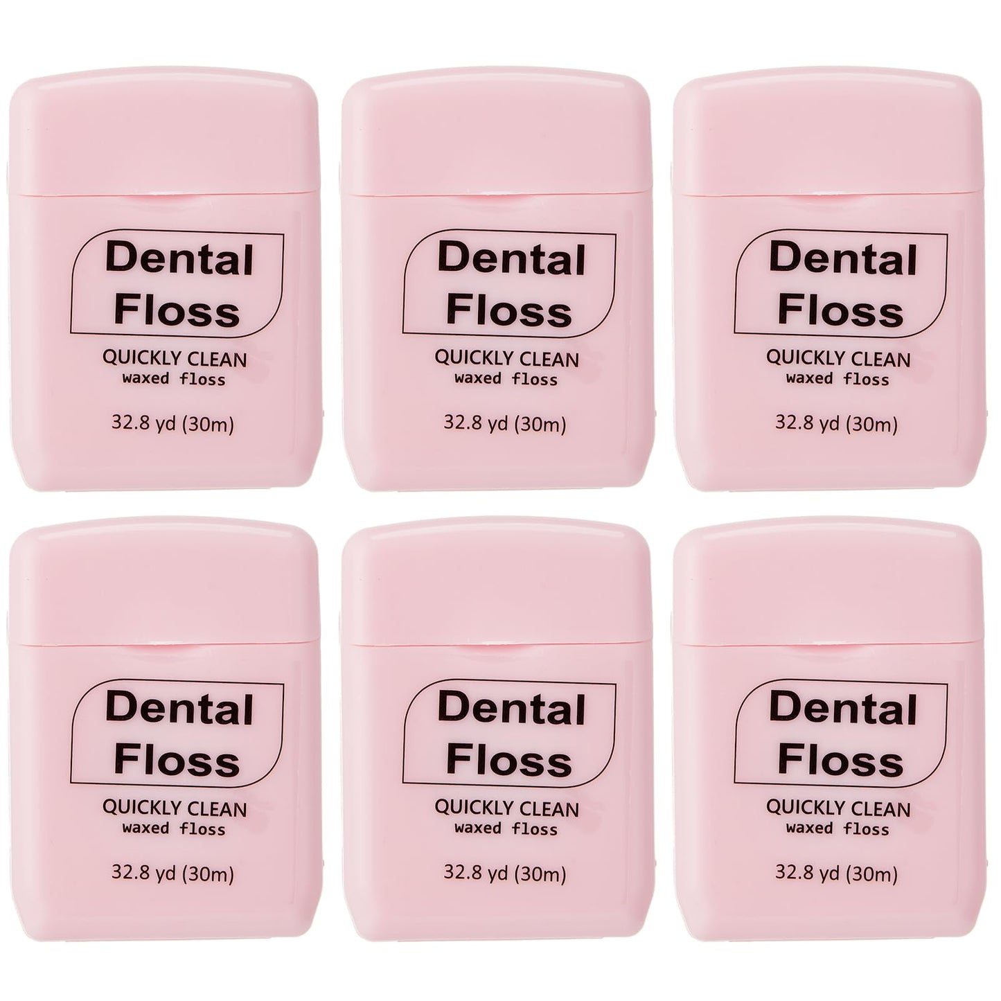 Baderke 6 Pack Mini Waxed Dental Floss – 30m Each, Travel Pack (Pink)