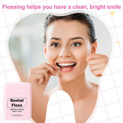 Baderke 6 Pack Mini Waxed Dental Floss – 30m Each, Travel Pack (Pink)