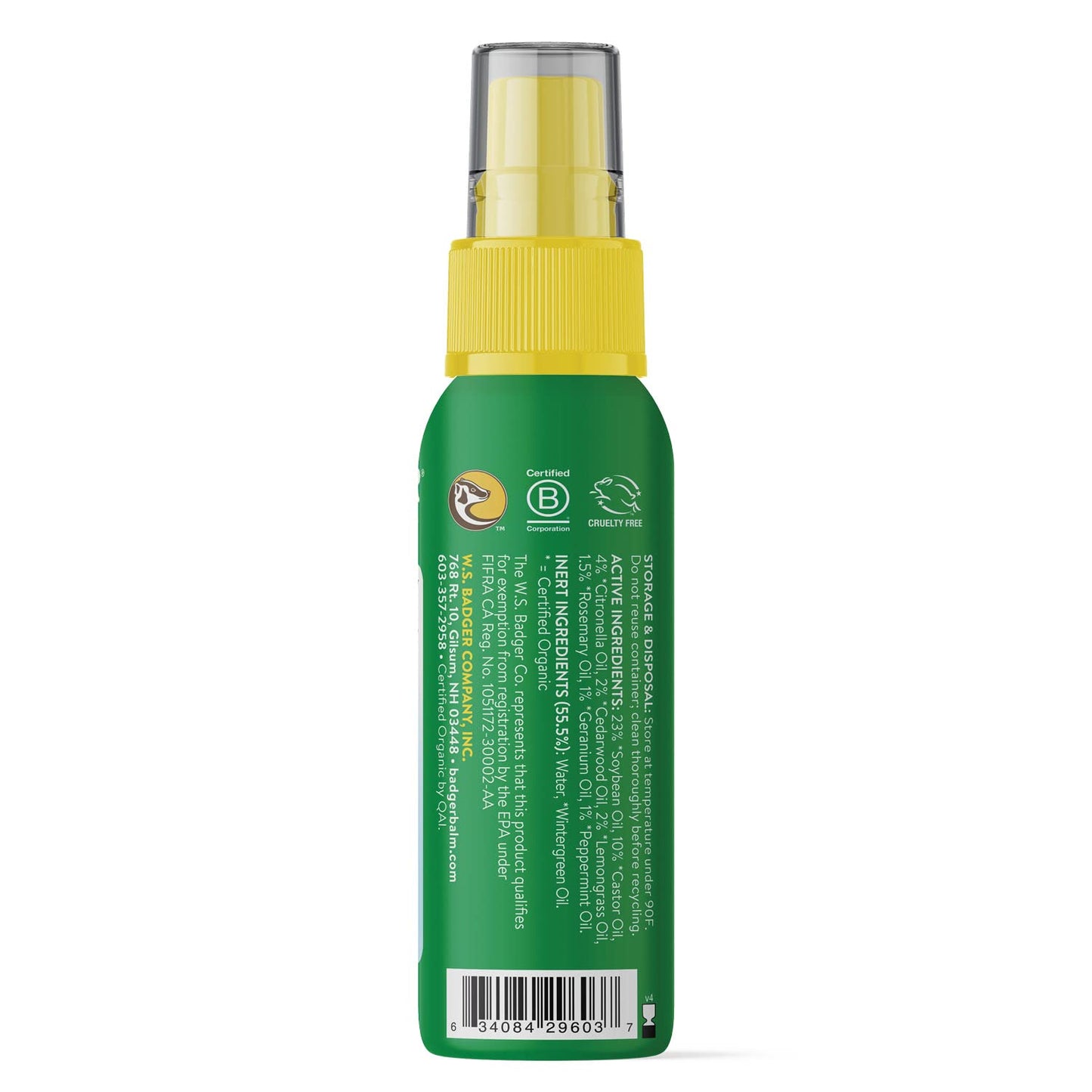 Badger Bug Spray Travel Size – All-Natural, Deet-Free Mosquito Repellent (2.7 fl oz)