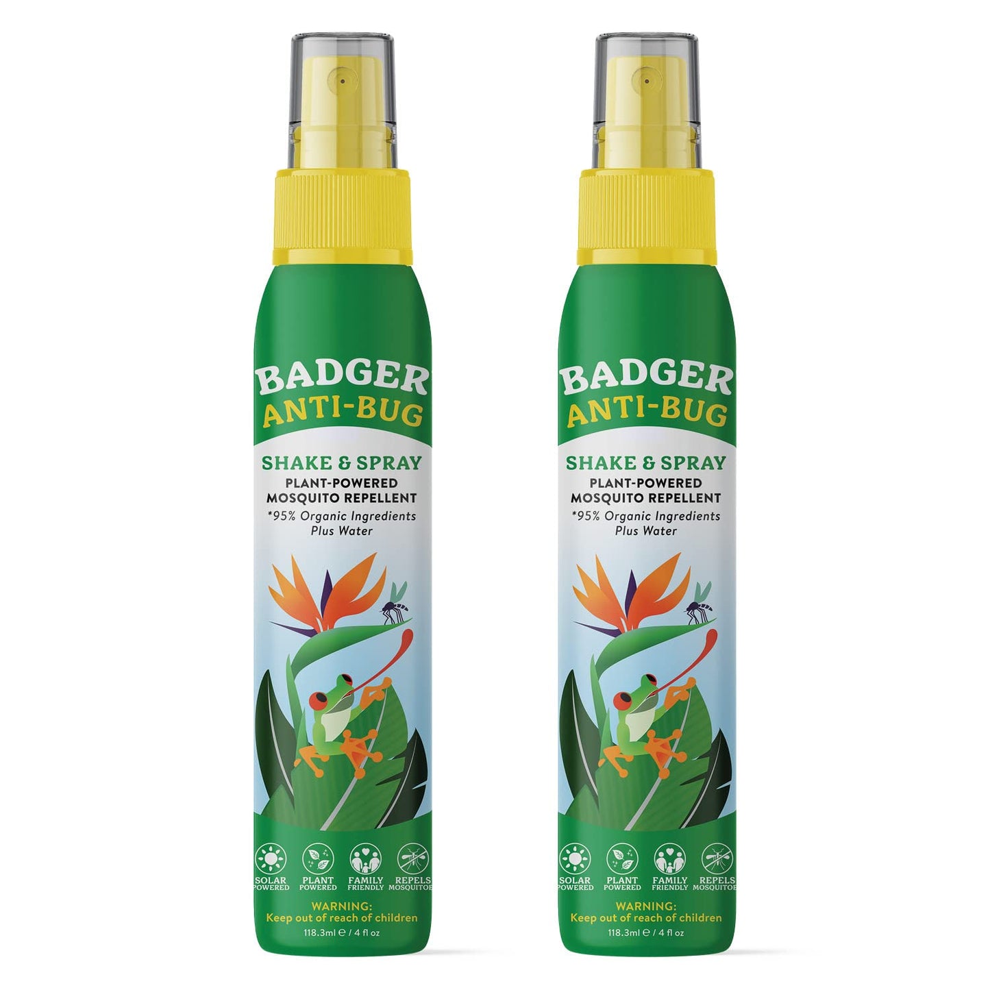 Badger Bug Spray | All-Natural Family-Friendly Mosquito Repellent with Organic Essential Oils | 4 fl oz (2-Pack)