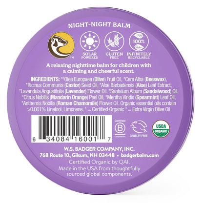 Badger Night Night Balm Chamomile & Lavender – Organic Kids Sleep Balm, 2 oz (2 Pack)