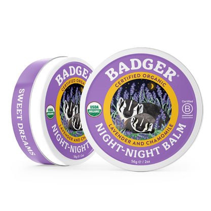 Badger Night Night Balm Chamomile & Lavender – Organic Kids Sleep Balm, 2 oz (2 Pack)