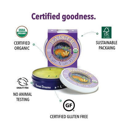Badger Night Night Balm Chamomile & Lavender – Organic Kids Sleep Balm, 2 oz (2 Pack)
