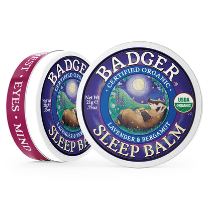 Badger Sleep Balm – Organic Lavender & Bergamot Aromatherapy for Adults & Kids | .75 oz Tin, 2-Pack