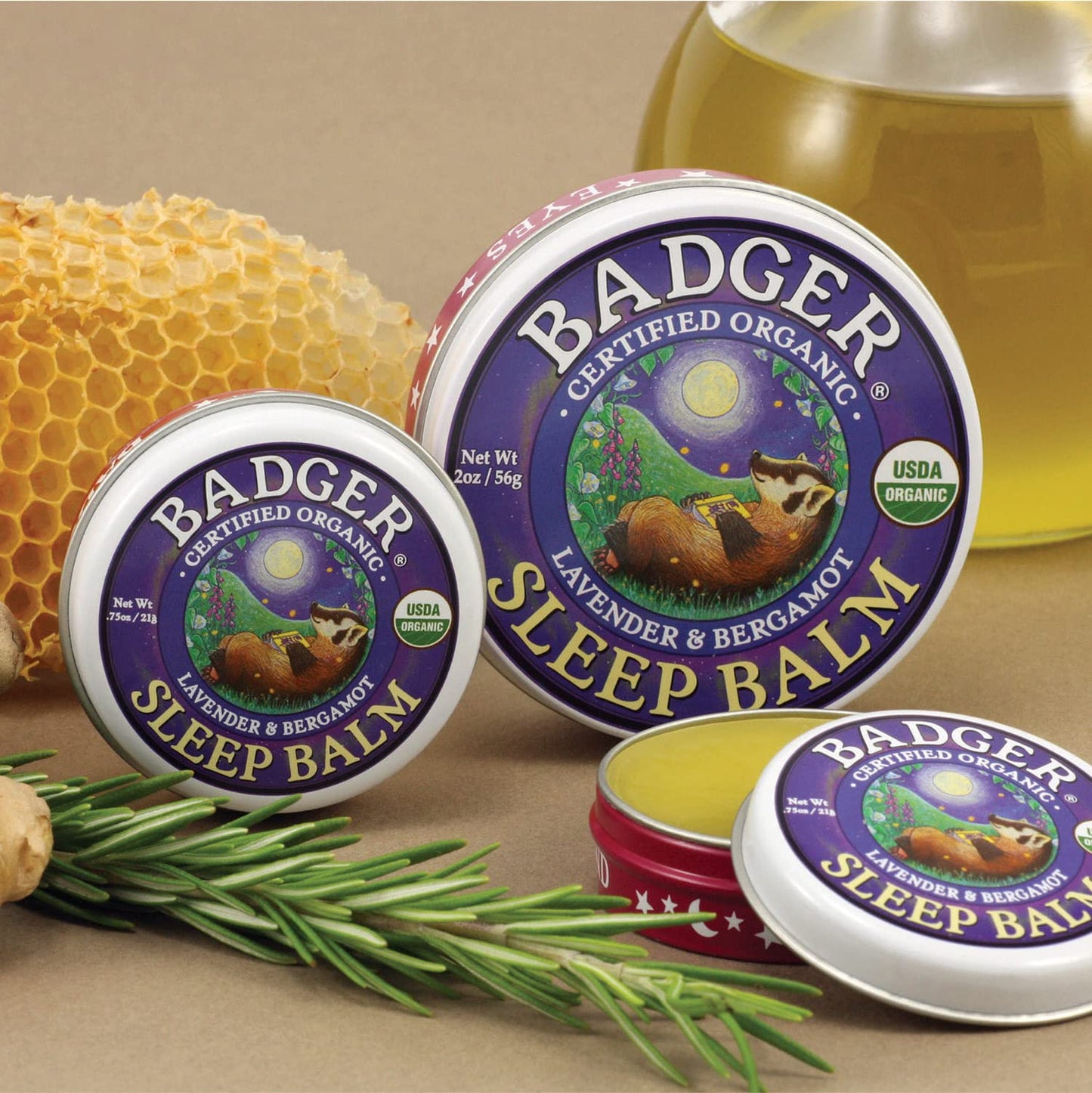 Badger Sleep Balm – Organic Lavender & Bergamot Aromatherapy for Adults & Kids | .75 oz Tin, 2-Pack