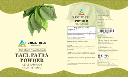 HERBAL HILLS Bael Patra Powder – Bilva Powder (Bilva Leaf) 16 Oz | Aegle Marmelos