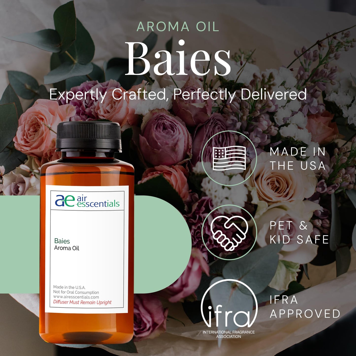 Baies Aroma Oil | Floral Bouquet Essential Oil Blend for Diffusers, 300 mL