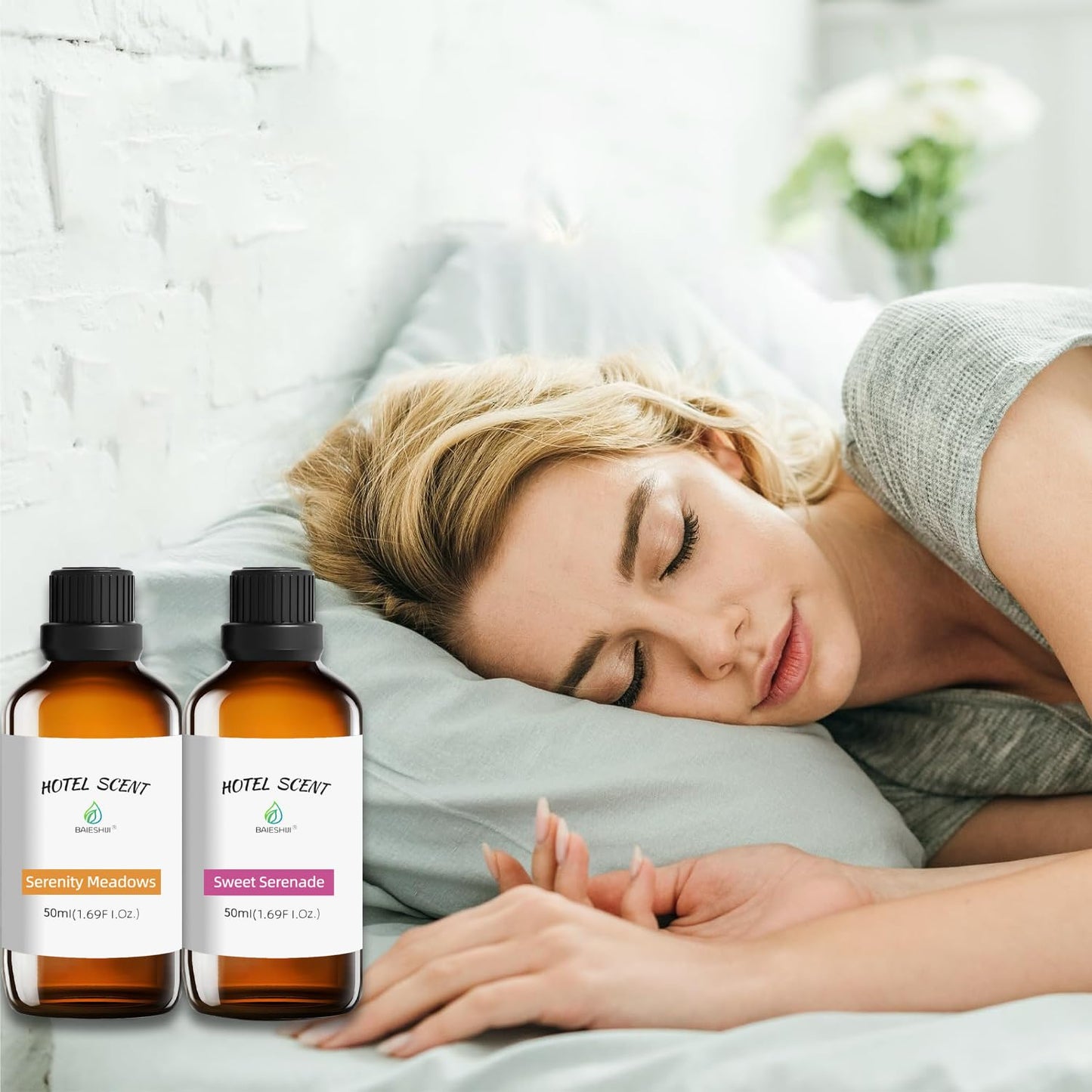 BAIESHIJI Serenity Meadows & Sweet Serenade Hotel Diffuser Oils – 50ml Luxury Aromatherapy