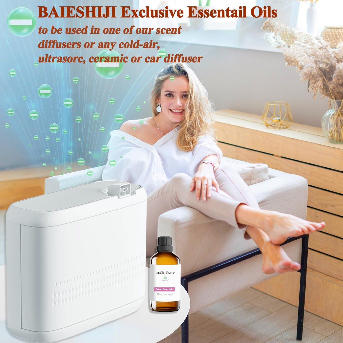 BAIESHIJI Serenity Meadows & Sweet Serenade Hotel Diffuser Oils – 50ml Luxury Aromatherapy