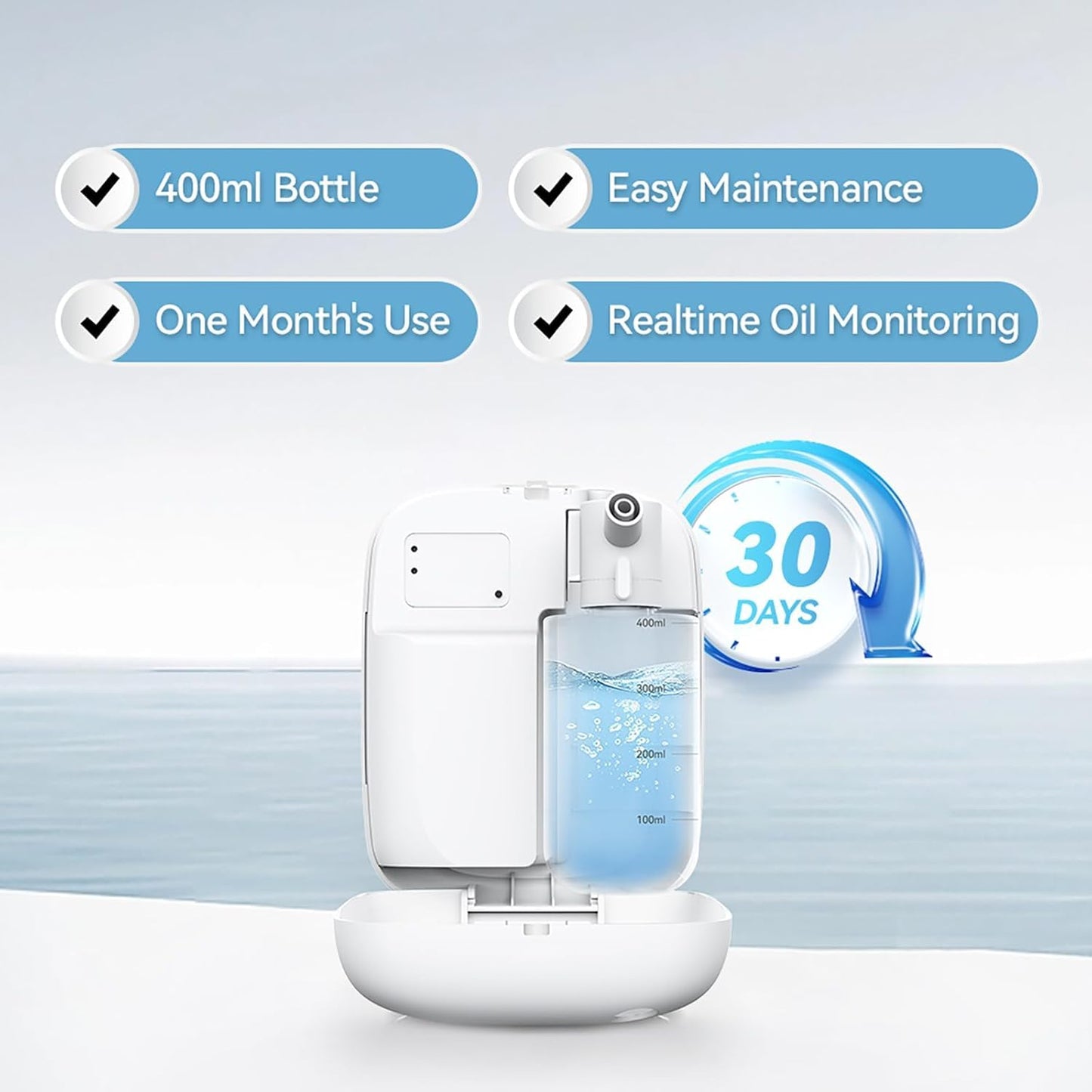 BAIESHIJI Upgraded Scent Air Machine – 2000 sq ft Coverage, 400ML Diffuser + 100ML White Tea Harmony Oil