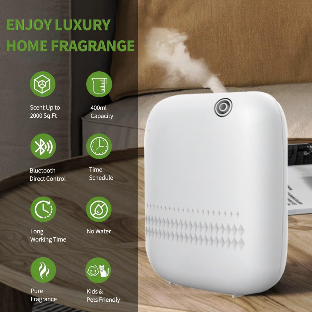 BAIESHIJI Smart Scent Air Machine — 2000 sq ft Cold Diffusion Diffuser + Roy Tranquility Oils