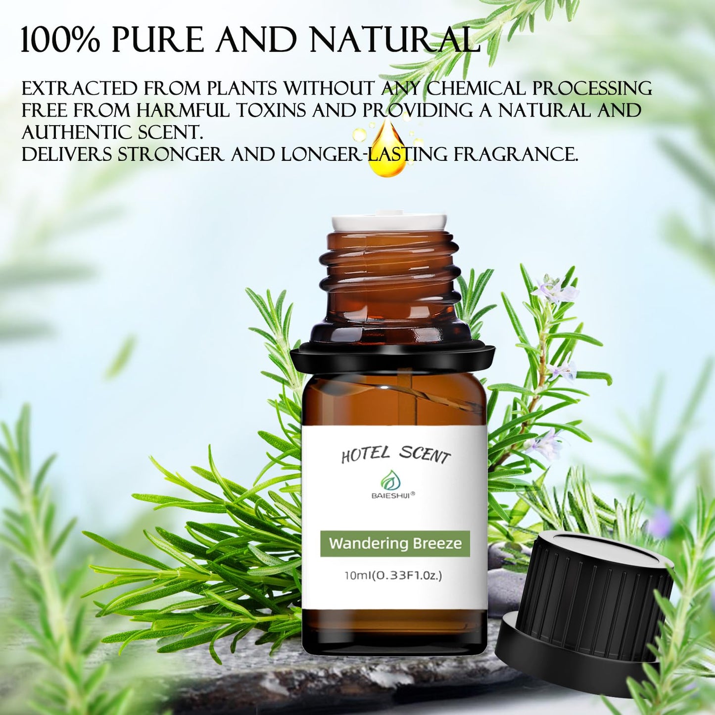 BAIESHIJI Wandering Breeze Essential Oil — Hotel Collection, Rose & Cedarwood, 10mL