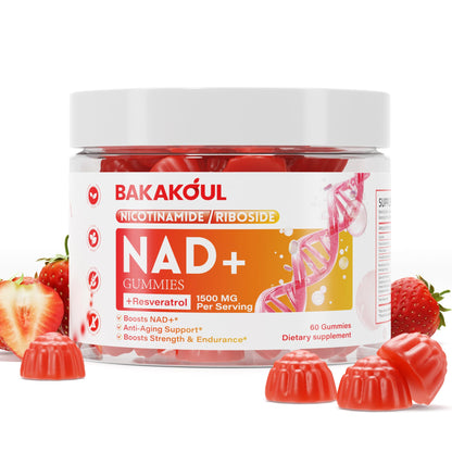 BAKAKOUL NAD Gummies – NAD+ Liposomal NR, 900mg, 60 Gummies