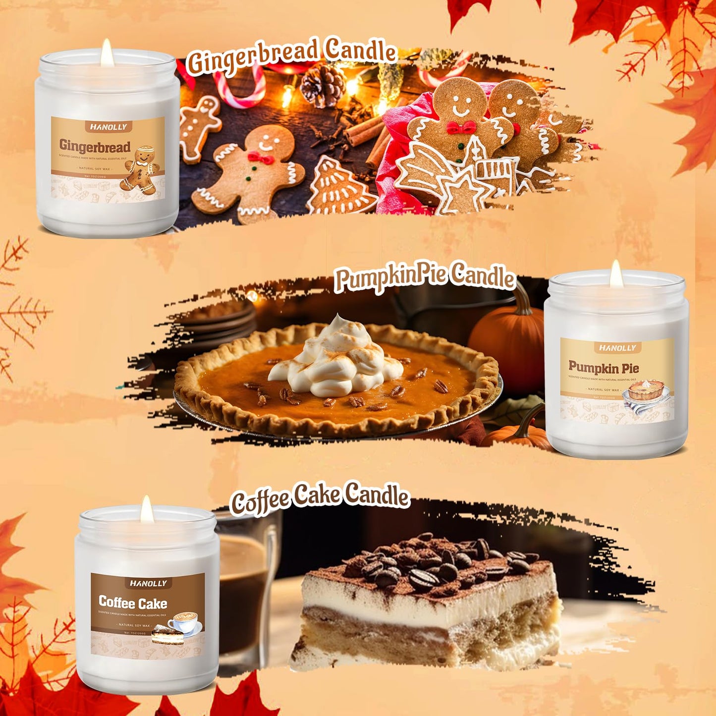 Bakery Candles Set - 6 Pack Fall & Winter Soy Jar Candles