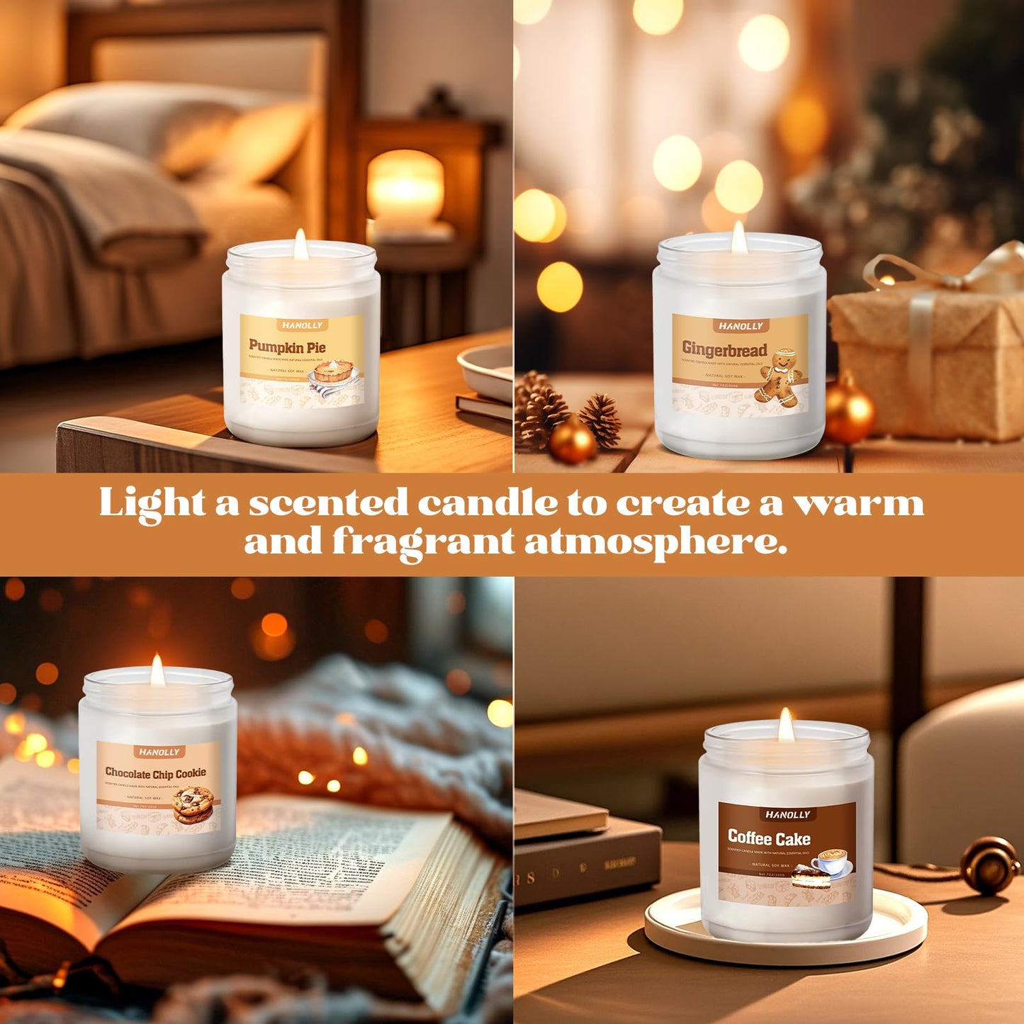 Bakery Candles Set - 6 Pack Fall & Winter Soy Jar Candles
