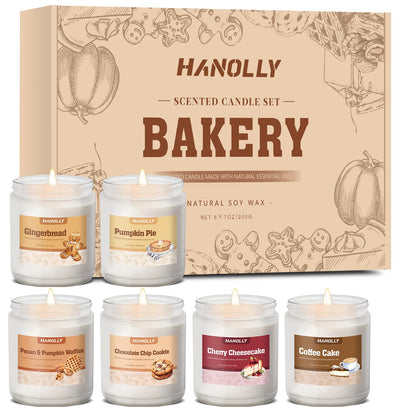 Bakery Candles Set - 6 Pack Fall & Winter Soy Jar Candles