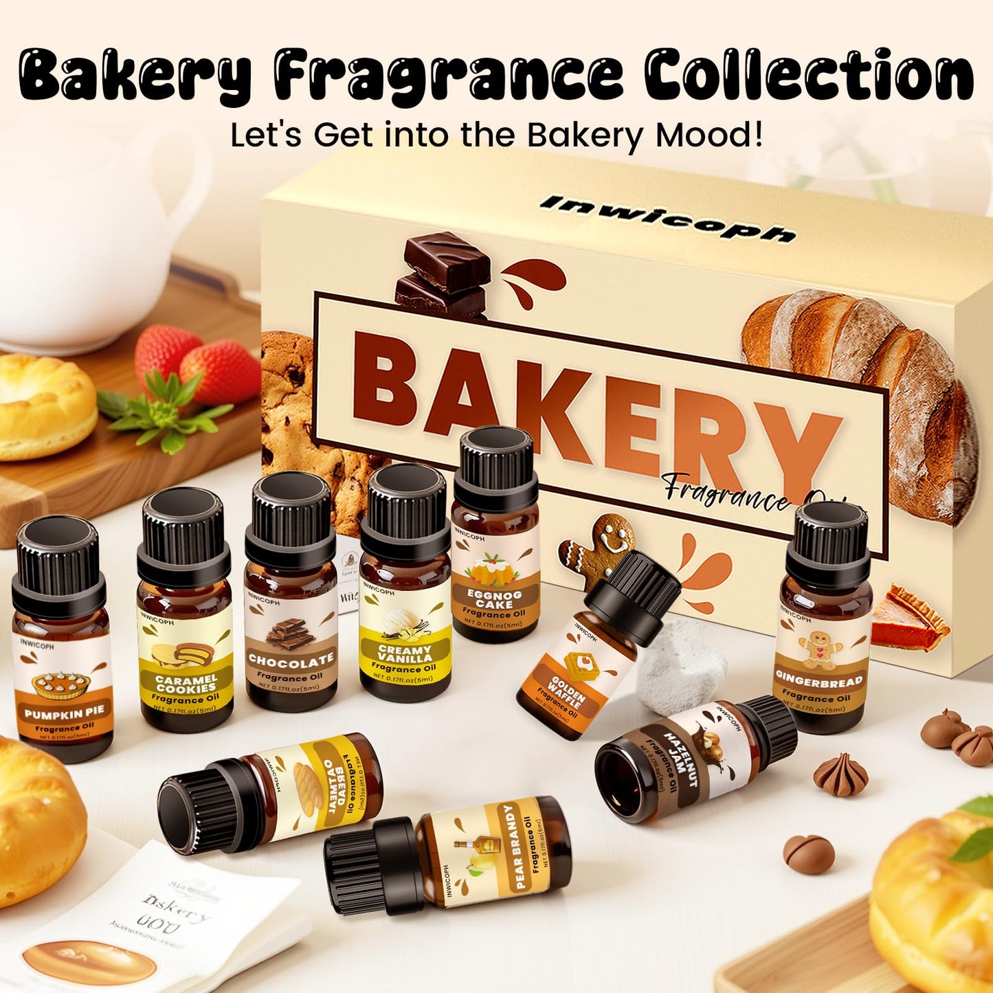 Bakery Essential Oils Set (10×5ml) – Fragrance Oils for Soap & Candle Making
