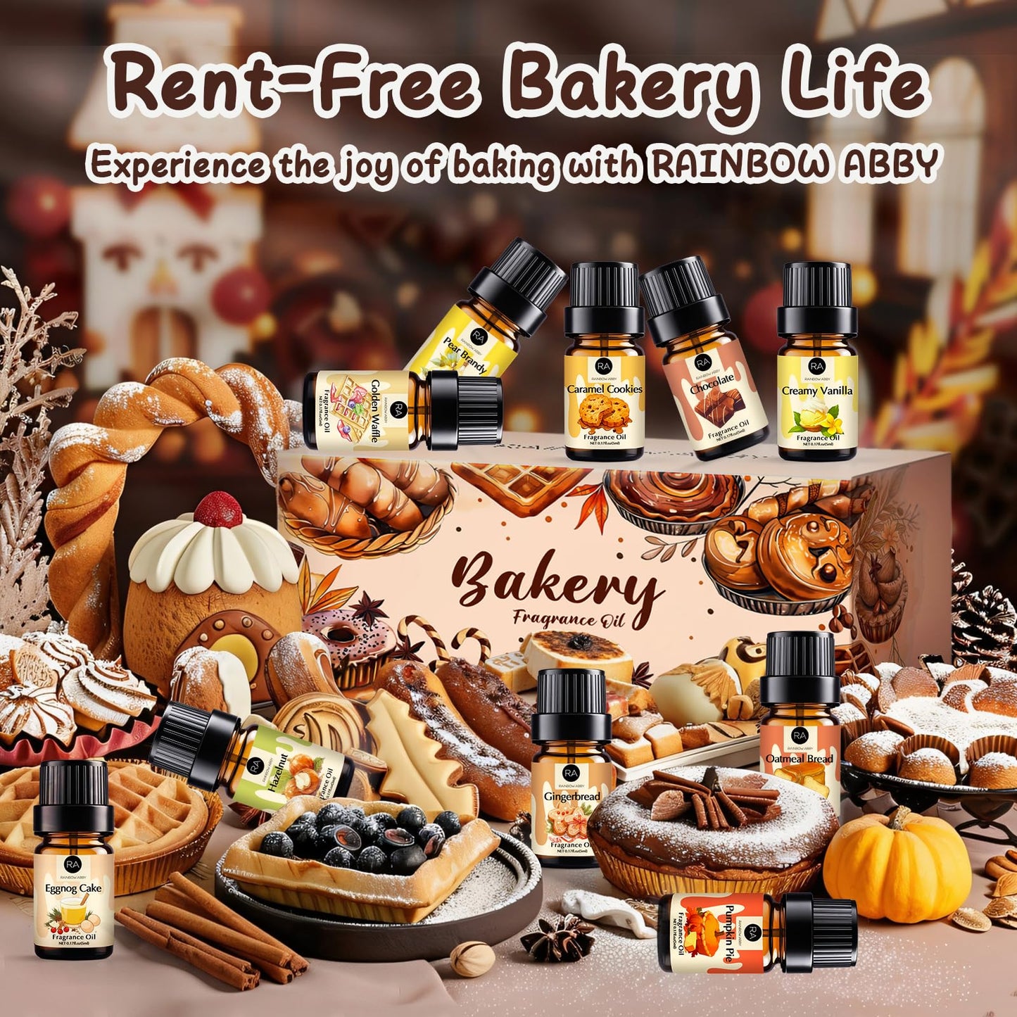 Bakery Essential Oils Set – RAINBOW ABBY Fragrance Oils for Diffusers & Candles