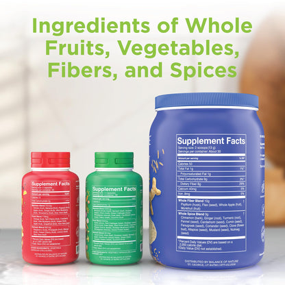 Balance of Nature Whole Health System – Fruits, Veggies & Fiber & Spice Supplements (30 Servings Each)