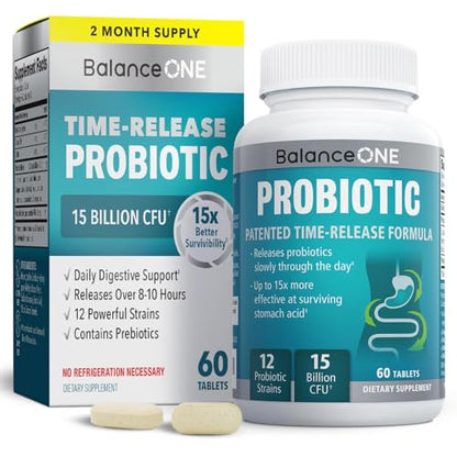 Balance ONE Probiotic for Women & Men – Time-Release 60 Tablets