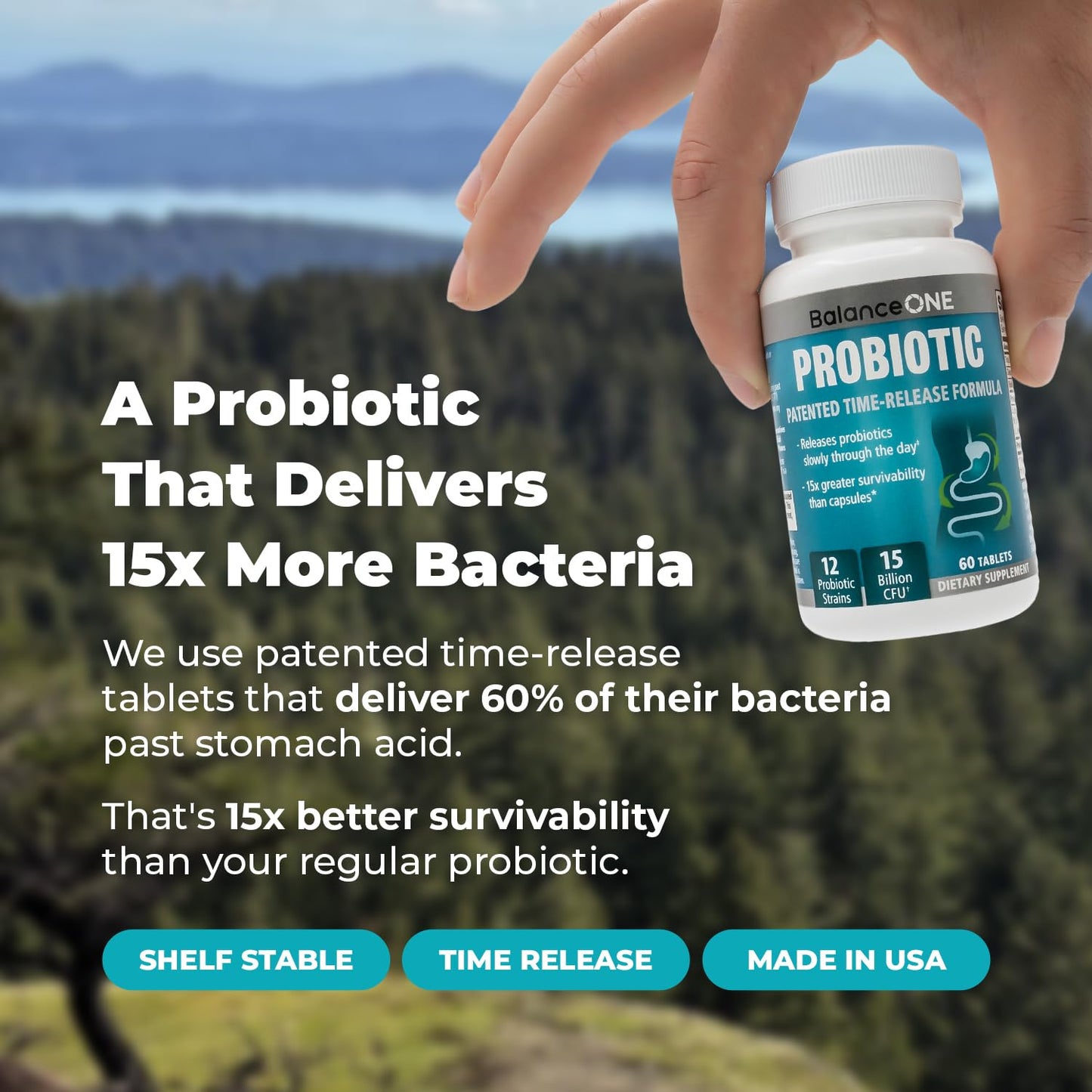 Balance ONE Probiotic for Women & Men – Time-Release 60 Tablets