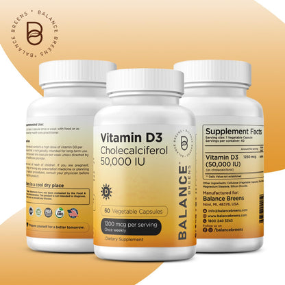 Balancebreens Vitamin D3 50,000 IU – 60 Veggie Capsules | Immune & Bone Health