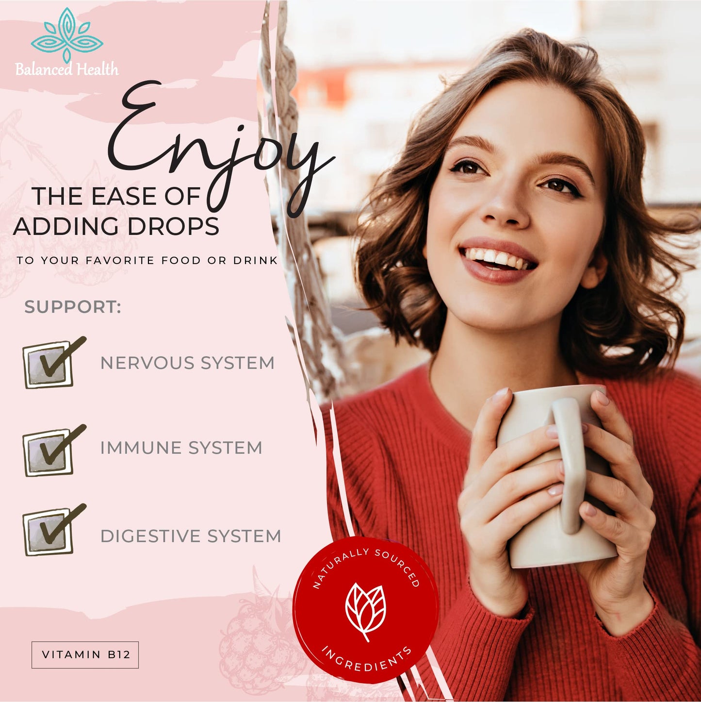 Balanced Health B12 1,000 mcg Sublingual Drops – Raspberry, 2oz, 120 Servings (Pack of 2)