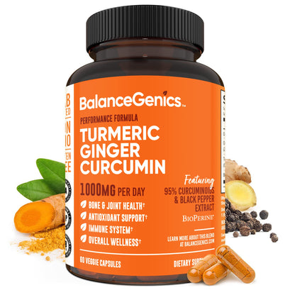 BalanceGenics Turmeric Curcumin 1000mg | Black Pepper & Ginger | 60 Caps