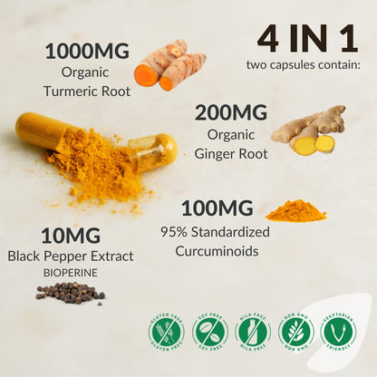 BalanceGenics Turmeric Curcumin 1000mg | Black Pepper & Ginger | 60 Caps